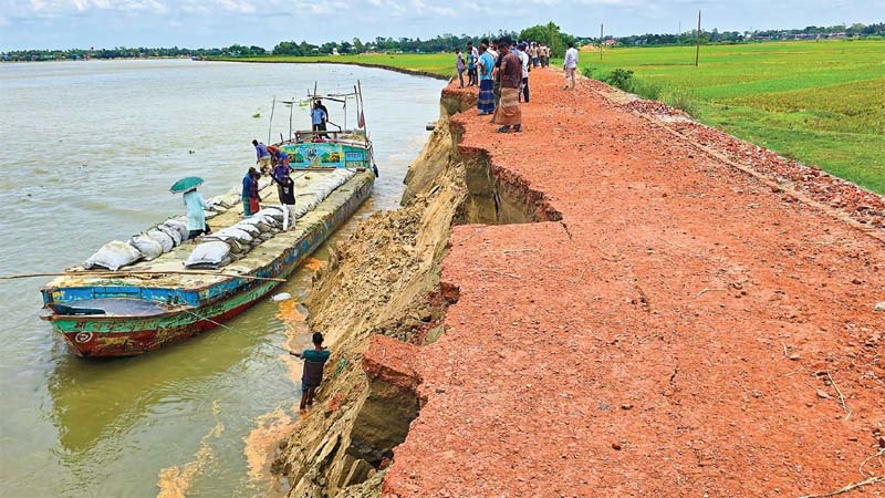 মেঘনার ভাঙনে বিলীন অলওয়েদার সড়ক